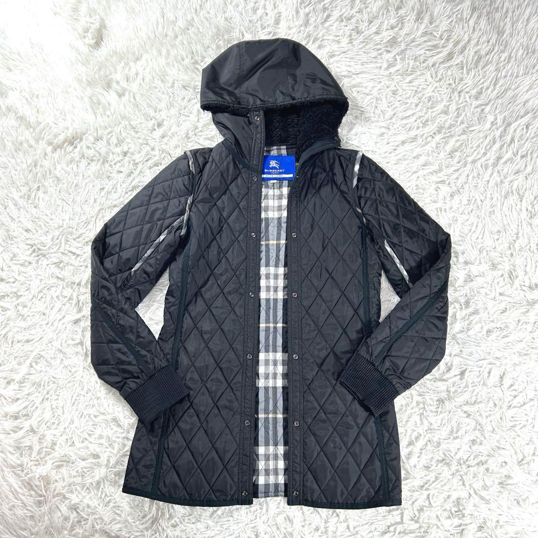 美品✨BURBERRY BLUE LABEL モッズコート　ノバチェック　M 黒