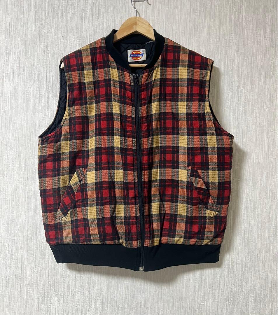 70〜80s' 白タグDickes(ディッキーズ)チェック柄キルティングベスト