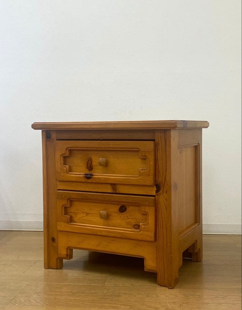 アンティーク カントリー パイン無垢材 チェスト サイドテーブル コンソール