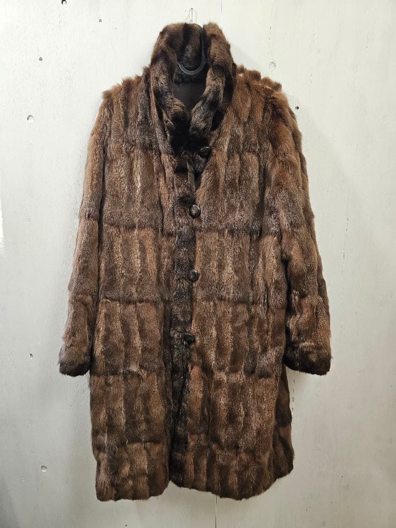 ロシアリス リバーシブル ファーコート ボタン付き 毛皮 ロングコート