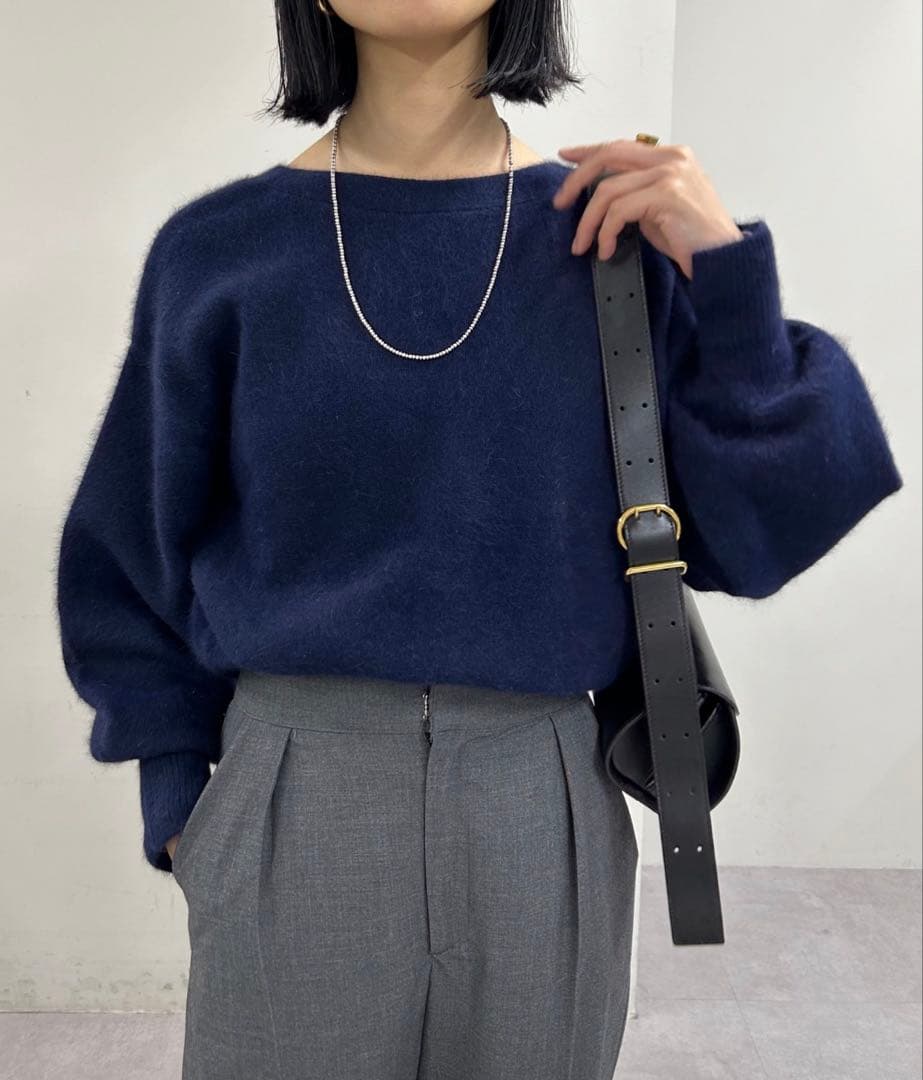 【美品】SHENERYファーカシミア3wayニットカーディガン　ネイビー