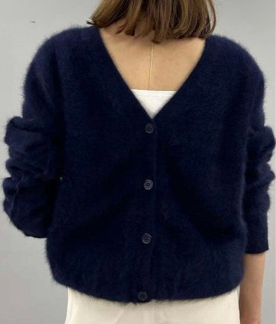 【美品】SHENERYファーカシミア3wayニットカーディガン　ネイビー