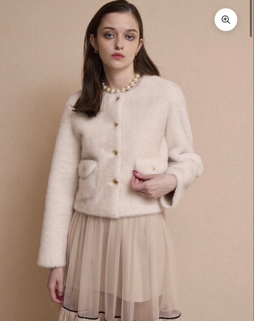 EIMY ISTOIRE ゴールドボタンフェイクファージャケット