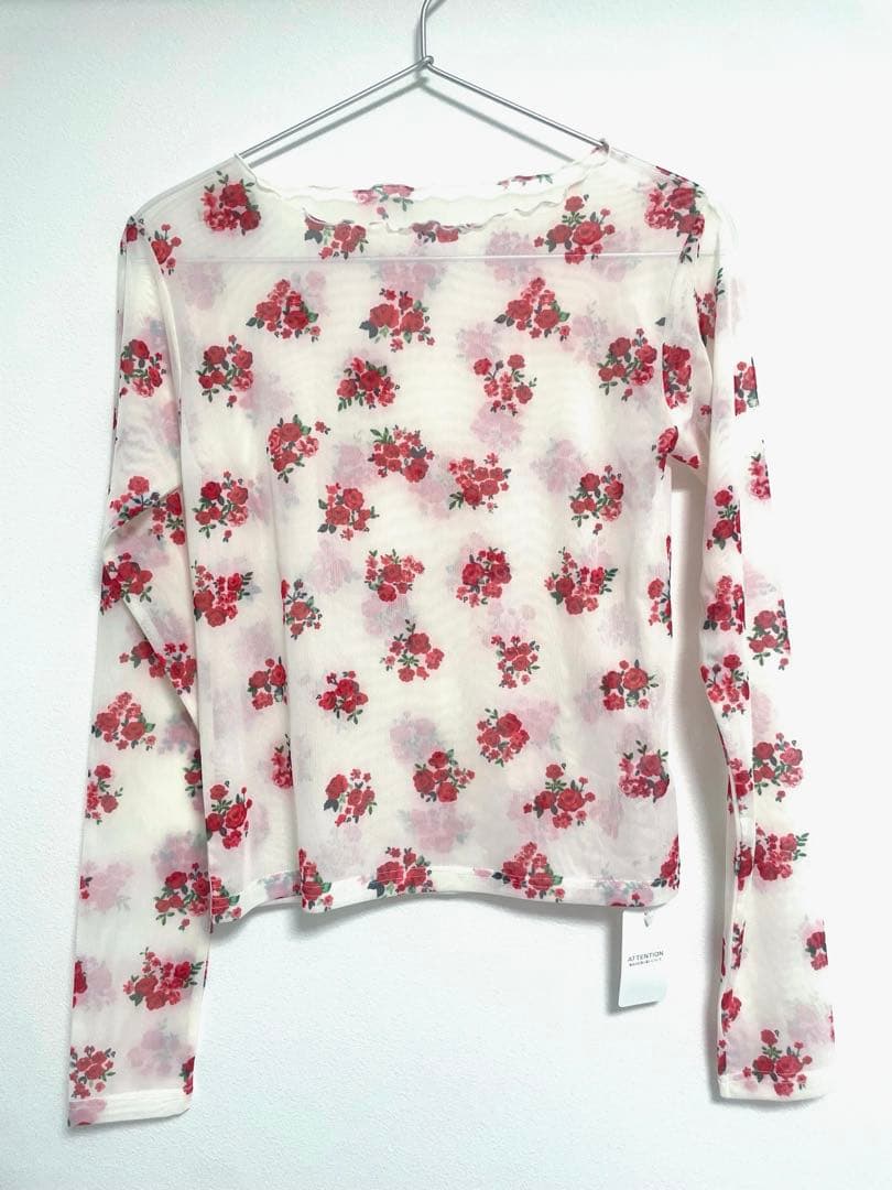 POPPY トップス RED BOUQUET SEE-THROUGH TOPS
