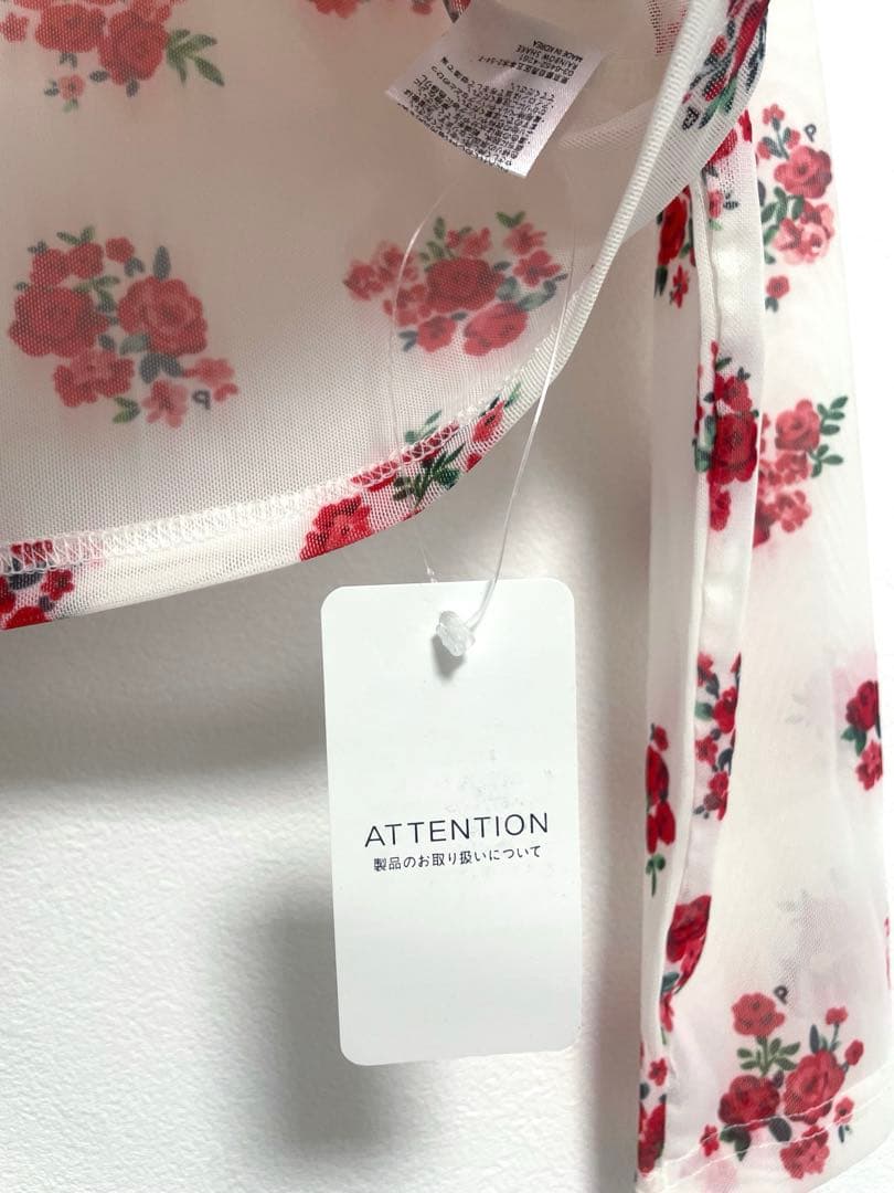POPPY トップス RED BOUQUET SEE-THROUGH TOPS