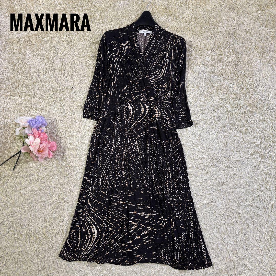 マックスマーラ　イタリア製　レーヨン　カシュクール　膝丈ワンピース　40