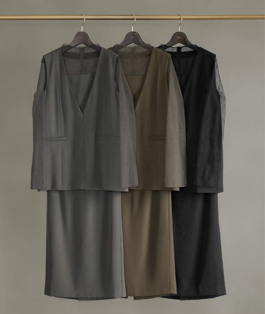 【みく】チュールレイヤードトップス&タイトスカート セットアップ