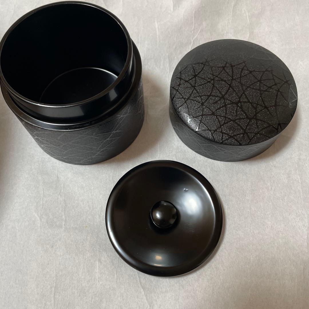 高級津軽塗り紋紗塗　木製茶櫃セット　ススキ模様