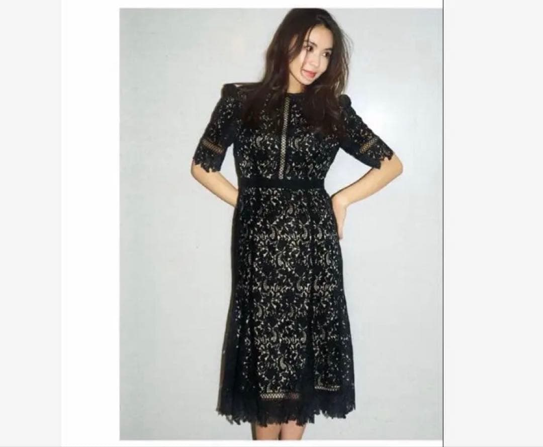 セルフォード　フラワーレースワンピース　ドレス　黒