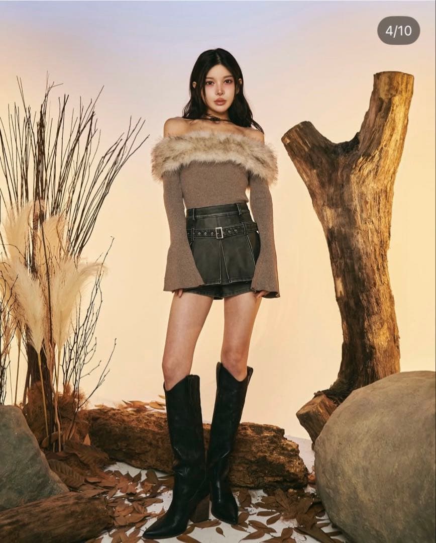 Darich アンティークレザープリーツショートパンツ ブラック ダーリッチ