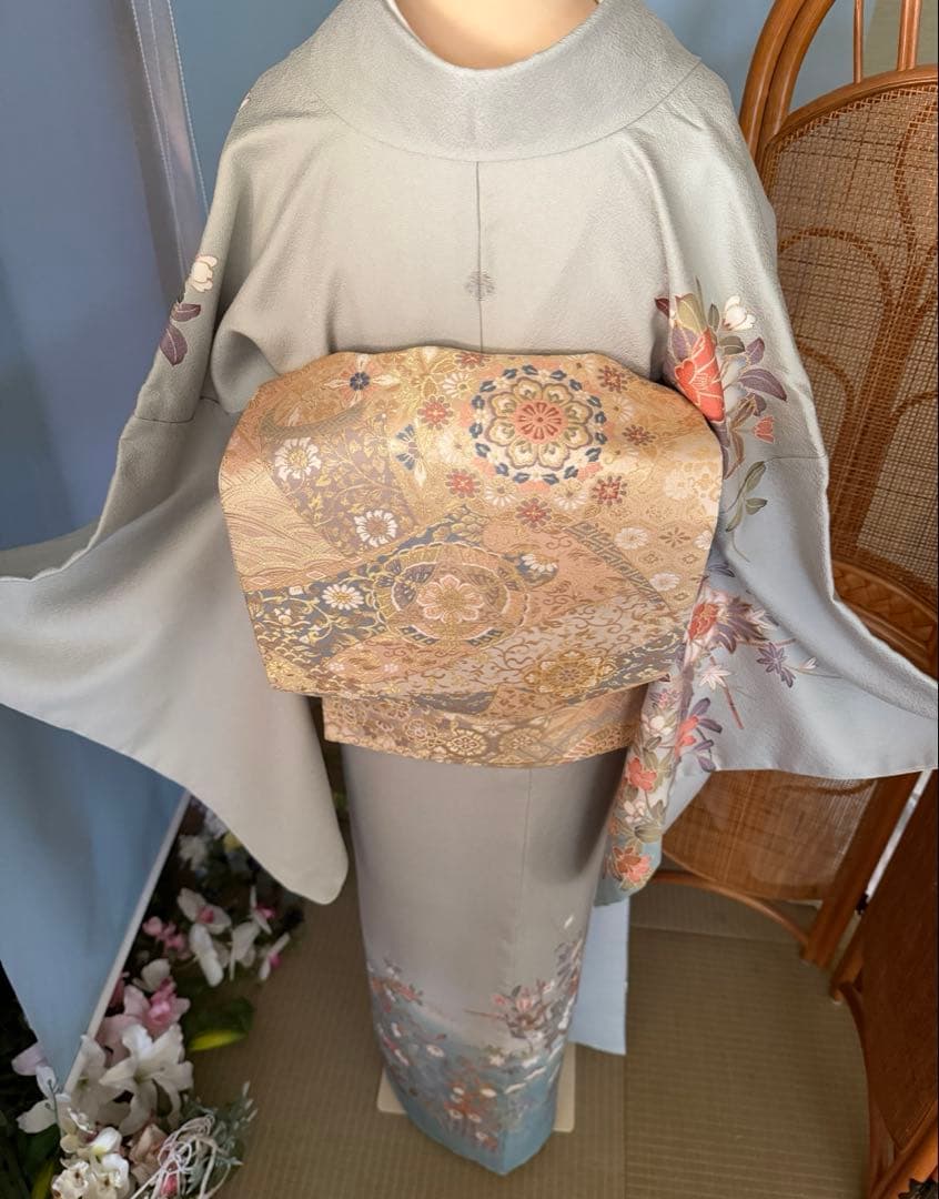 訪問着フルセット、四季の花、グラデーション