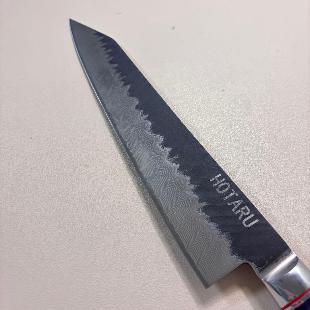 240mm黒打ちダマスカス　(切付型)牛刀シェフナイフ 牛刀【新品】。