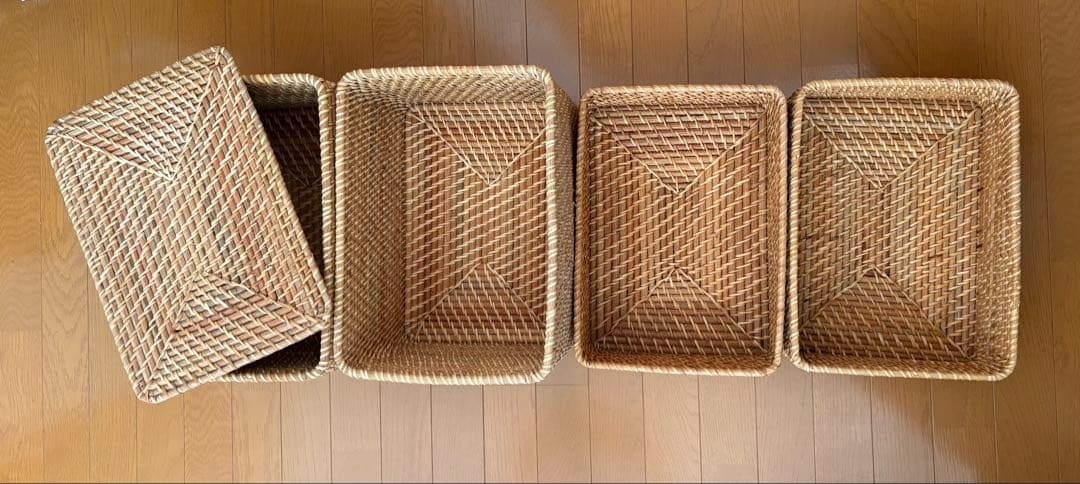 無印良品　重なるラタン長方形バスケット