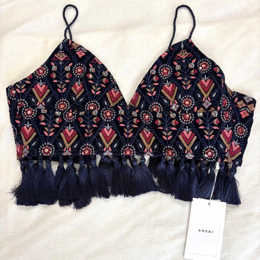 Ameri INDIA EMBROIDERY BUSTIER ネイビー　刺繍