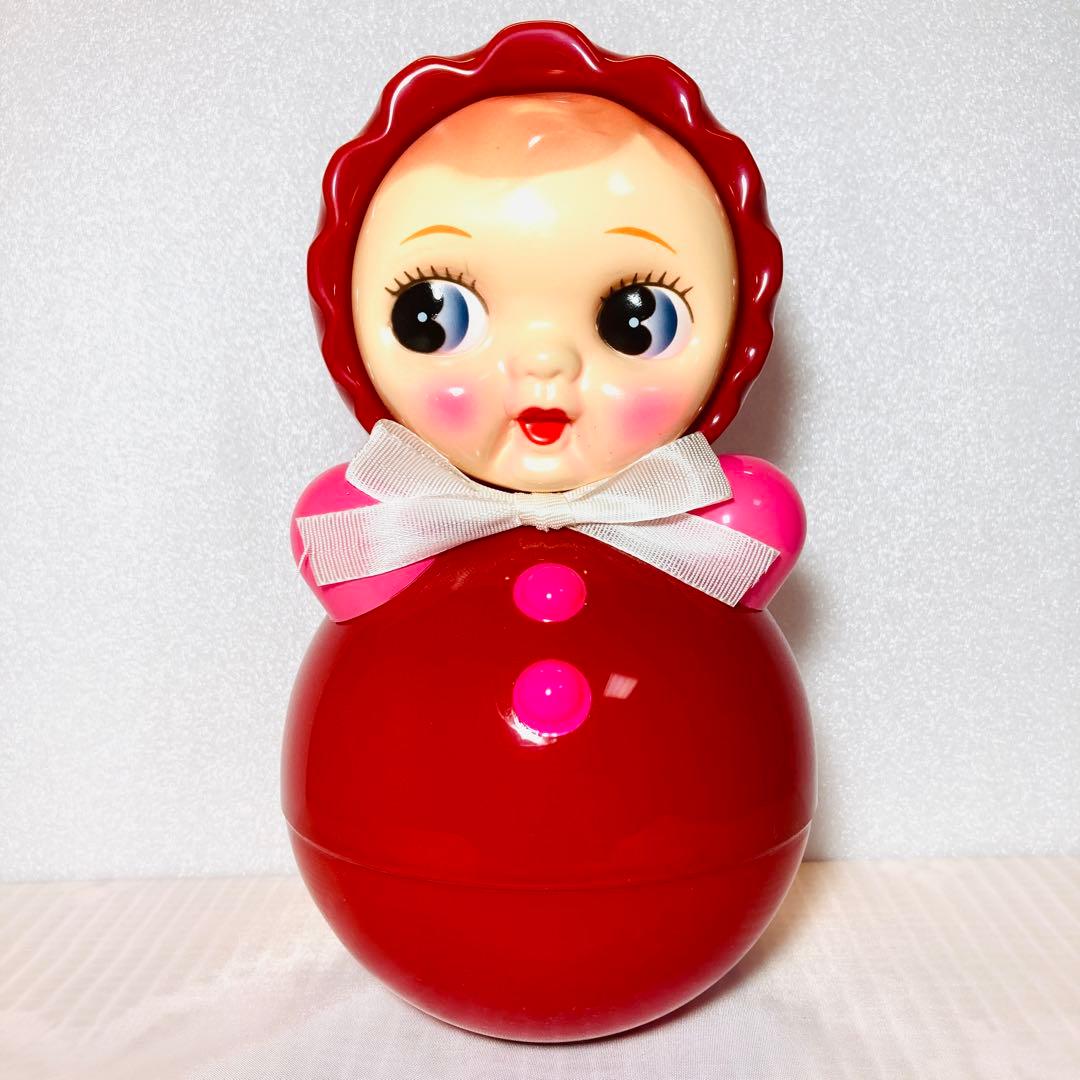 かわいい 起き上がりこぼし 昭和レトロ 赤色2体セット おきあがりこぼし