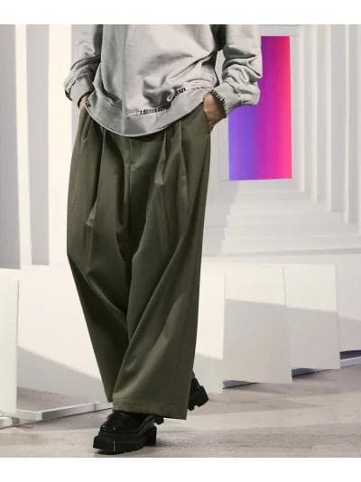メゾンスペシャル WoolChambray Two-Tuck WidePants