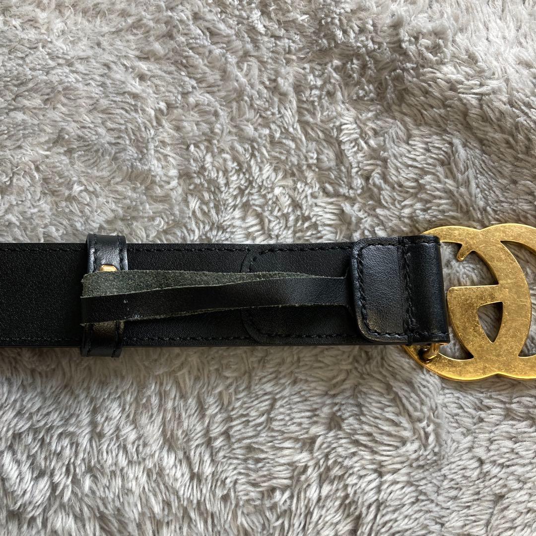 Gucci GGロゴバックル ベルト ゴールド/ブラック　そら