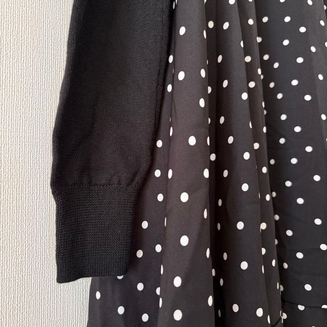 BEARDSLEY ビアズリー ドットマルワンピース 黒 白 フリー　コクーン