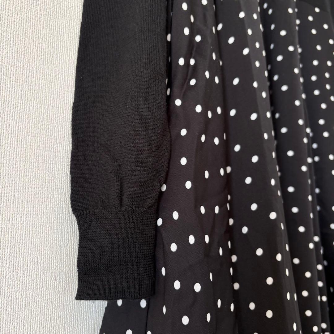 BEARDSLEY ビアズリー ドットマルワンピース 黒 白 フリー　コクーン