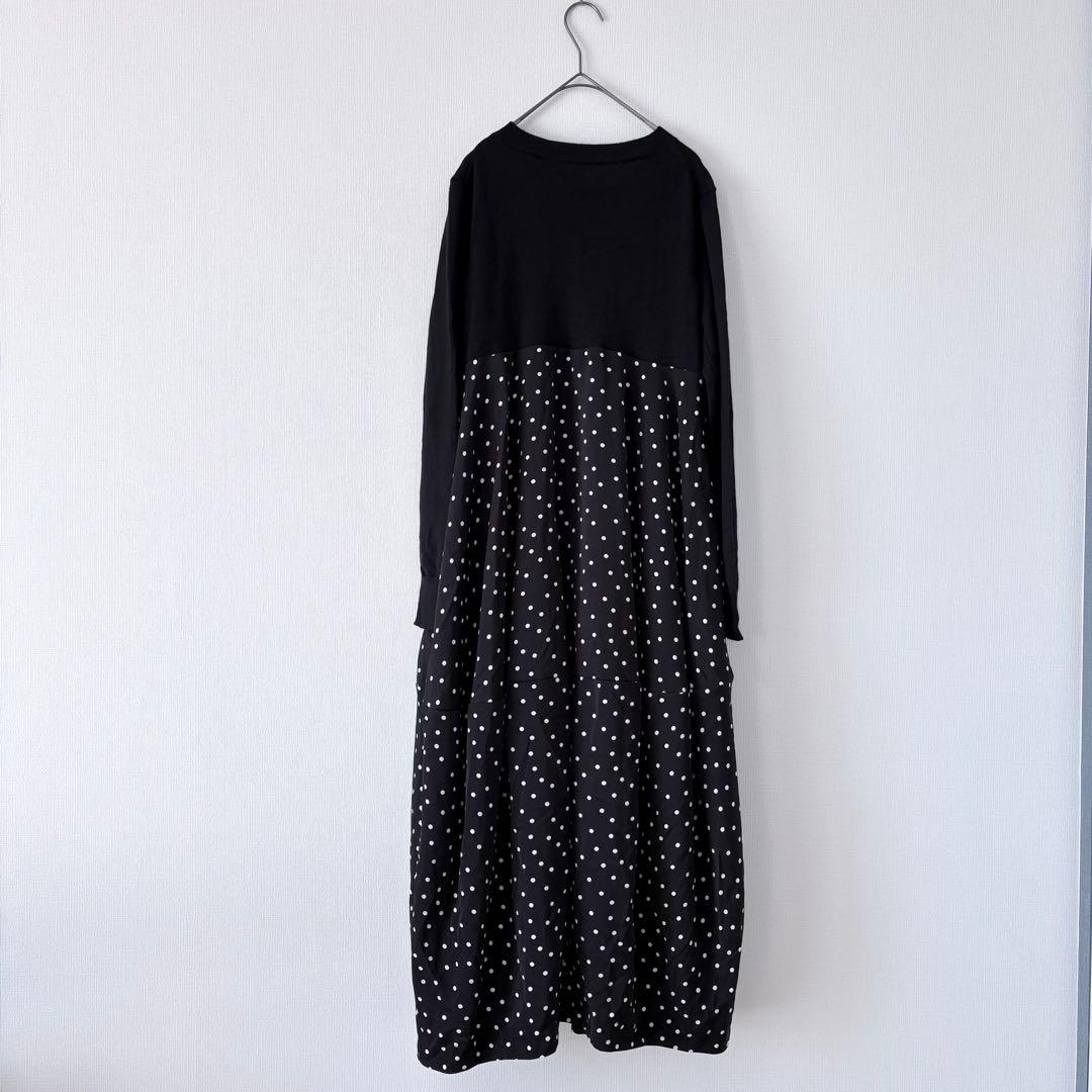BEARDSLEY ビアズリー ドットマルワンピース 黒 白 フリー　コクーン