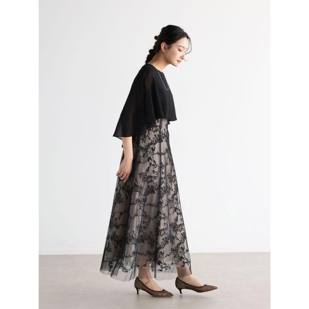 2024年モデル☆Rire Fete フラワーエンブロイダリー ケープ ドレス