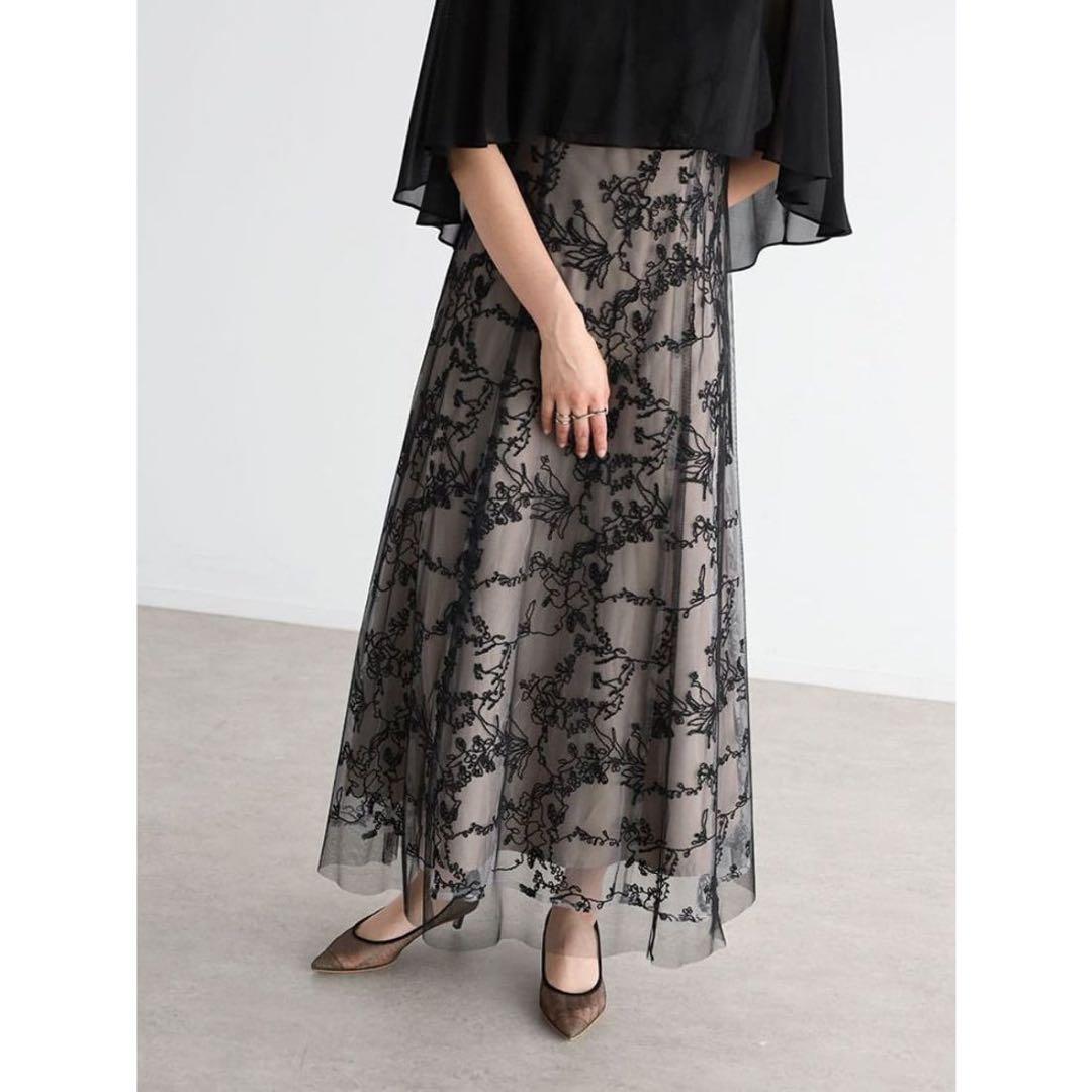 2024年モデル☆Rire Fete フラワーエンブロイダリー ケープ ドレス