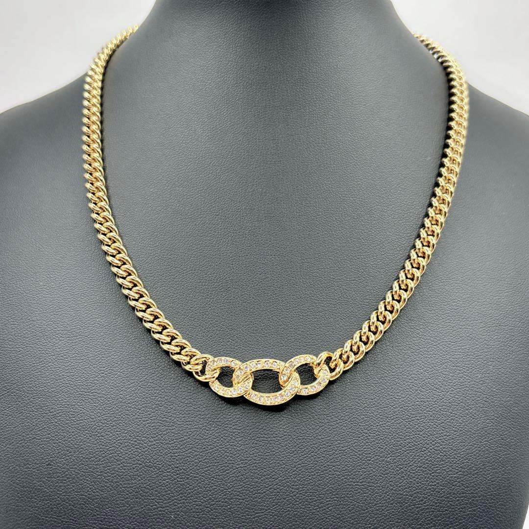 【極美品】 DIOR オールドディオール チェーン ネックレス ラインストーン