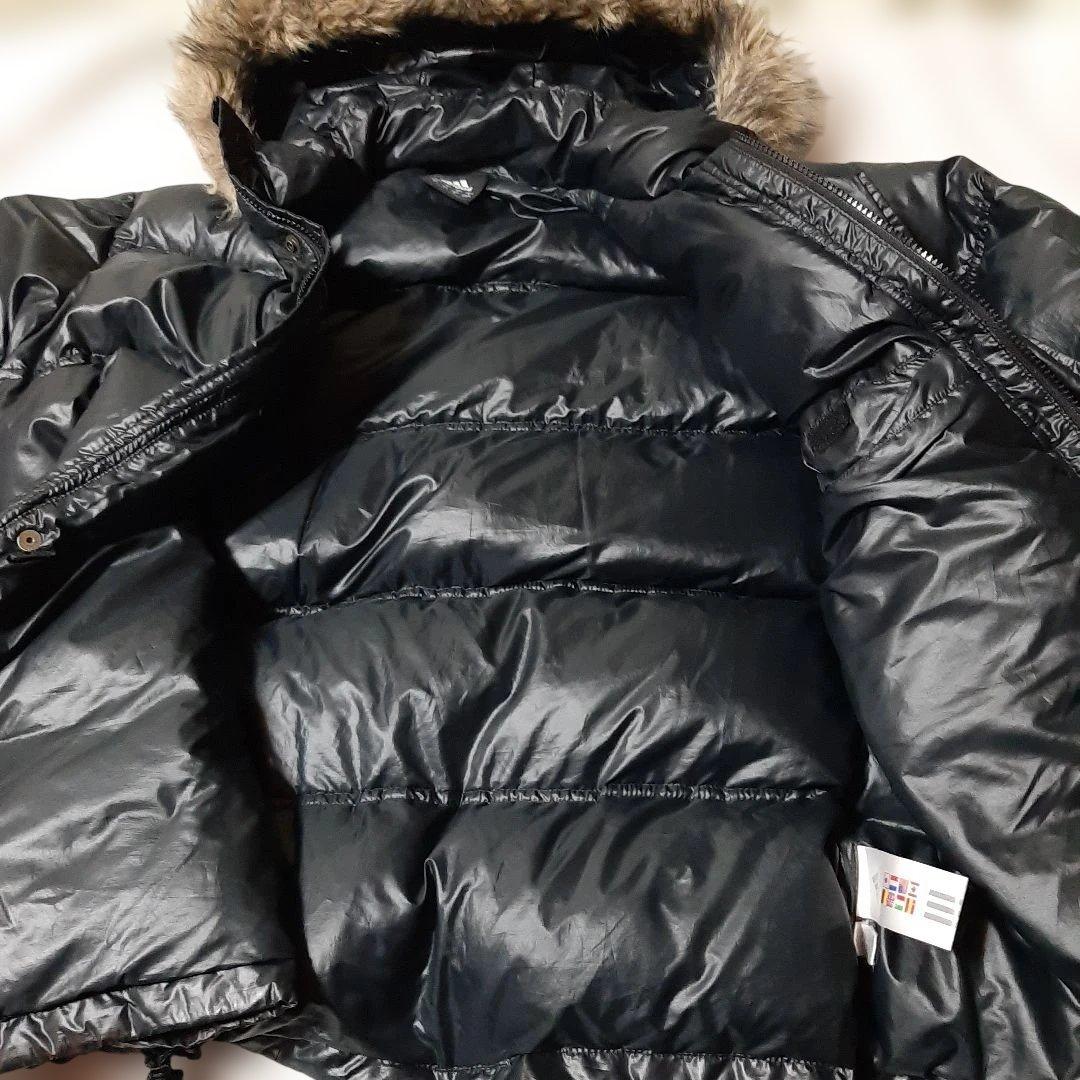 人気ブラック◆adidas　 ダウンジャケット ファー付き◆Y2K◆アディダス