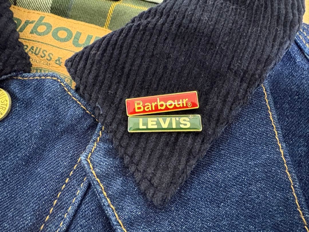 Barbour × Levis ネイビー デニム カバーオールS