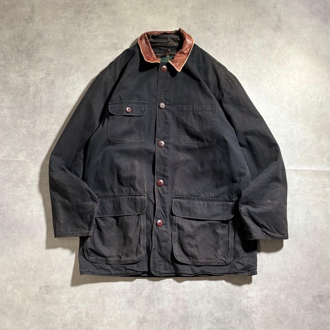 古着 90s J.CREW 巨人タグ ハンティングジャケット ハーフコート 黒