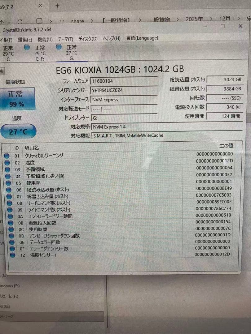 内蔵型SSD KIOXIA EG6 1024GB NVMe SSD