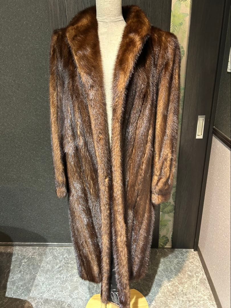 極美品ミンク毛皮ロングコート ブラウン 13