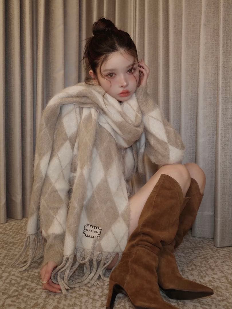 新品・未開封♡Darich♡アーガイルニットアンサンブル　(BEG・Free)