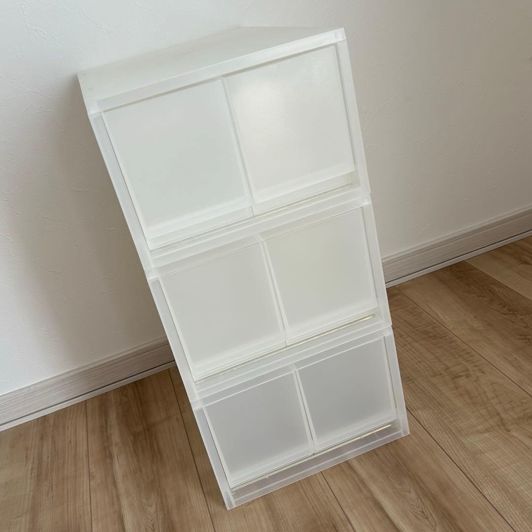 美品 無印良品 ポリプロピレン小物収納ケース 大 引出2個 半透明 6個セット