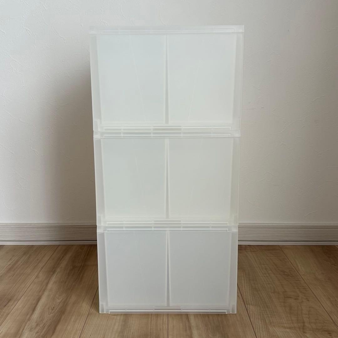 美品 無印良品 ポリプロピレン小物収納ケース 大 引出2個 半透明 6個セット