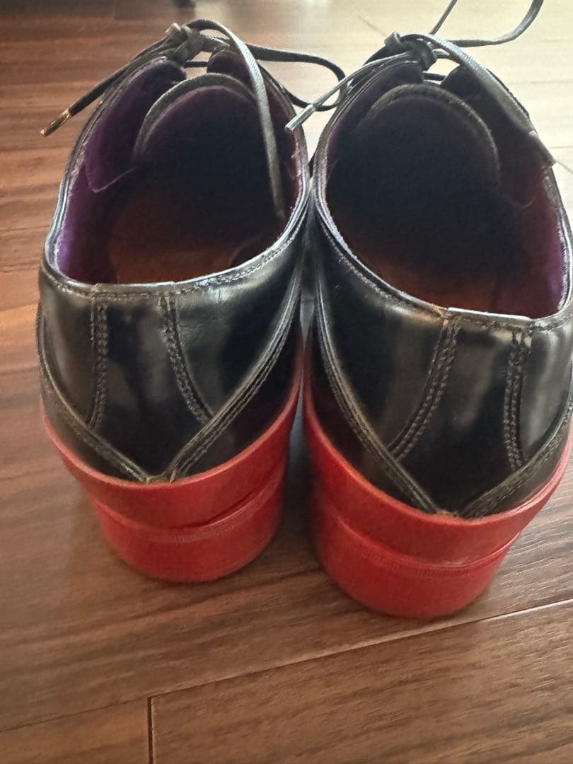 PRADA 12AW ラバーソール　バイカラー　　レザー　シューズ　赤　黒