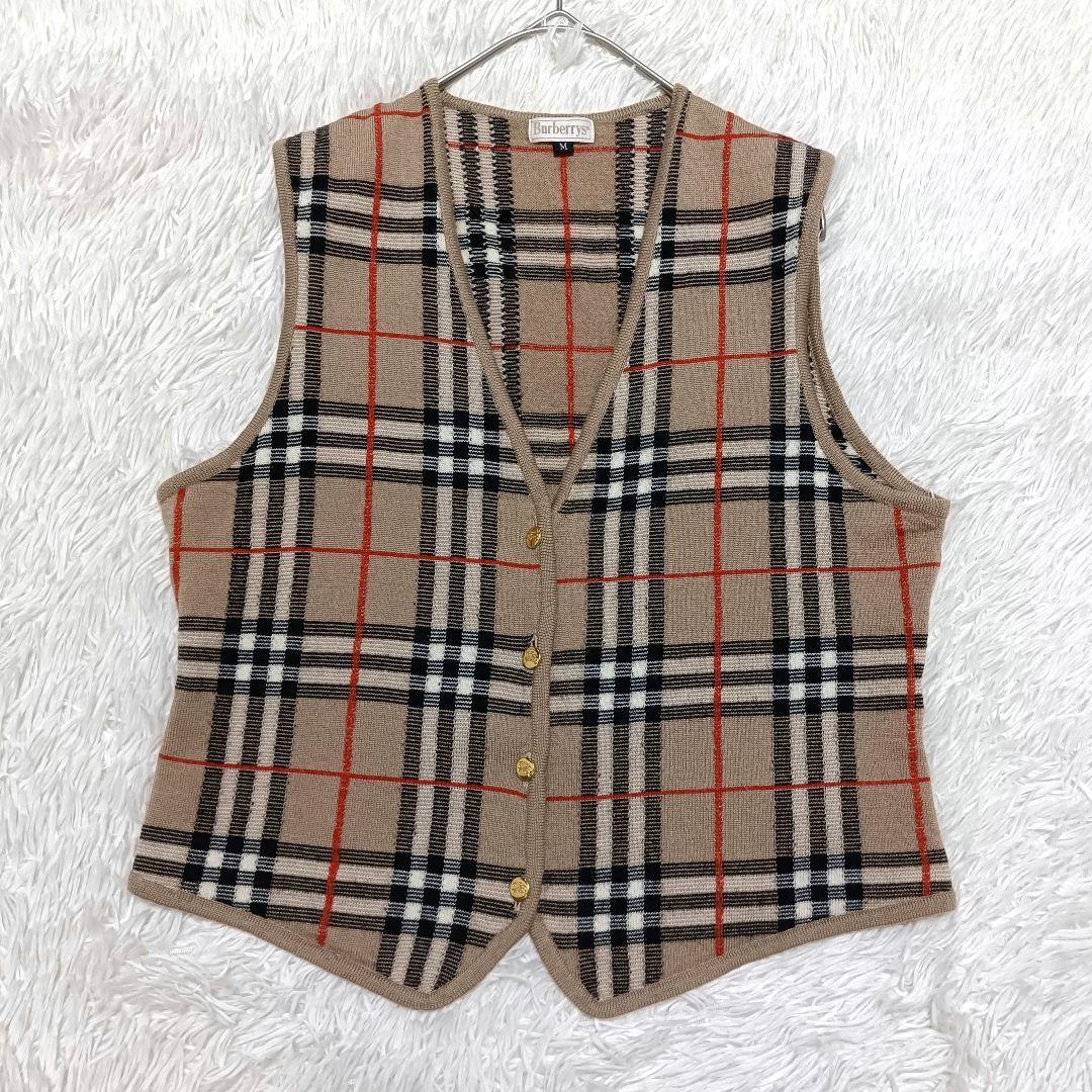 美品♪︎バーバリーズ ウールニットベスト ノバチェック ハニーベージュ