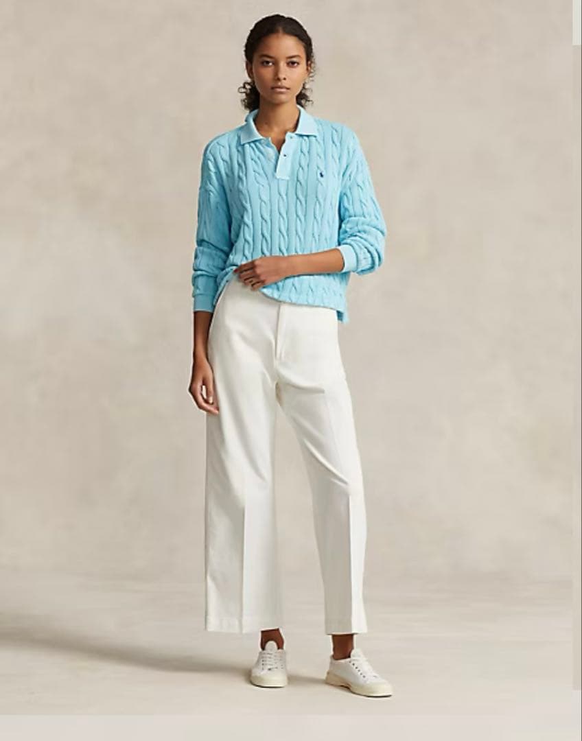 k*3様 【レア】Polo by RL ケーブルコットンロングスリーブポロシャツ