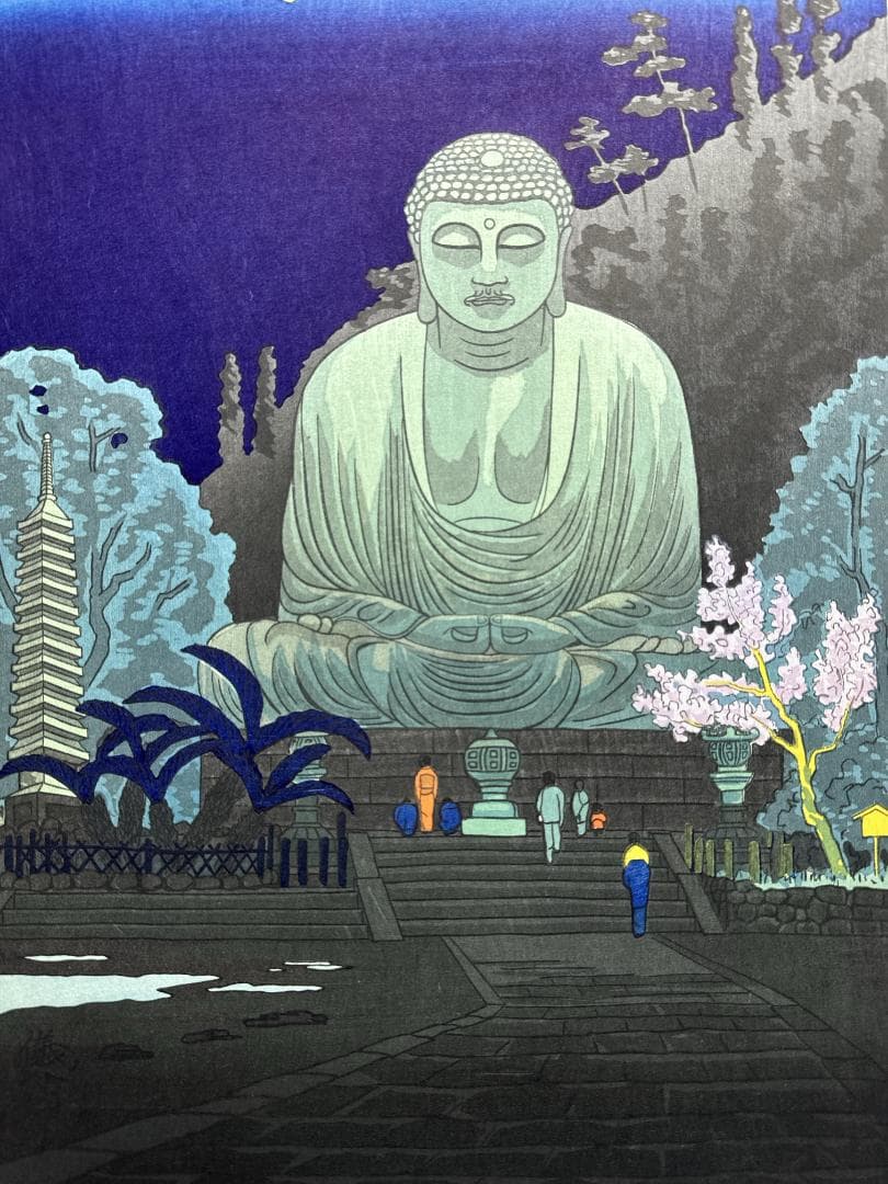 希少！奥山儀八郎 木版画 「鎌倉の大仏」残部少