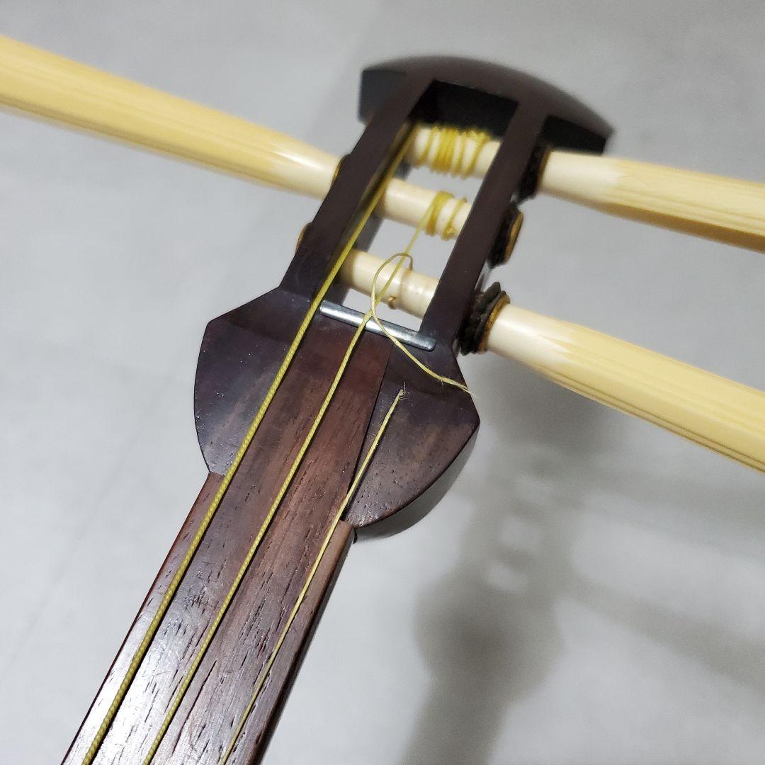 ▼高級長唄三味線▼細棹 短棹 紫檀 内寸胴 皮破れ＆弦切れ