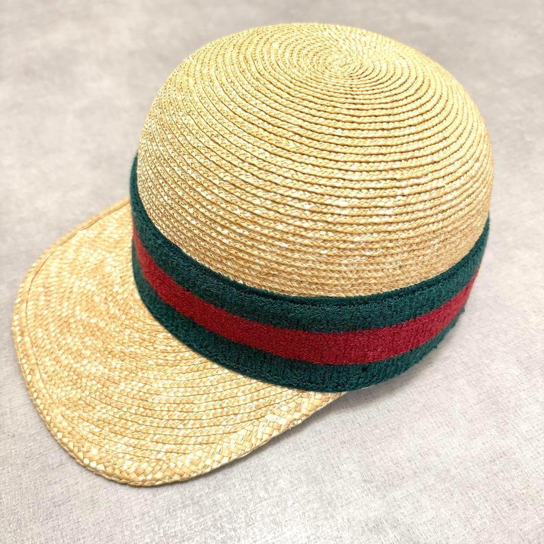 【 美品 】 GUCCI グッチ 麦わら キャップ 帽子 ハット L