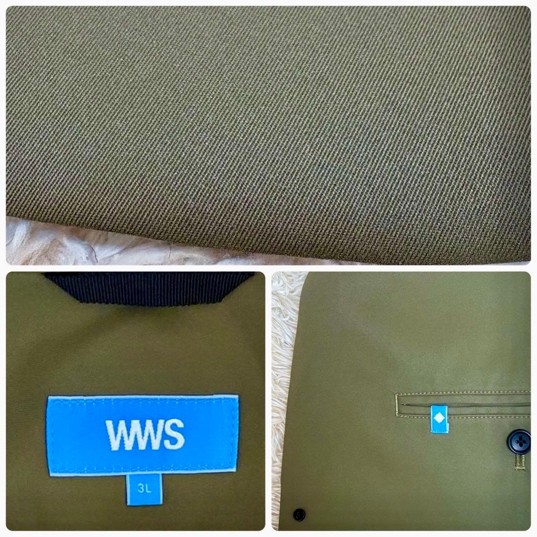 441 希少3L◎WWSセットアップBizスーツ オリーブ カーキ 大きいサイズ