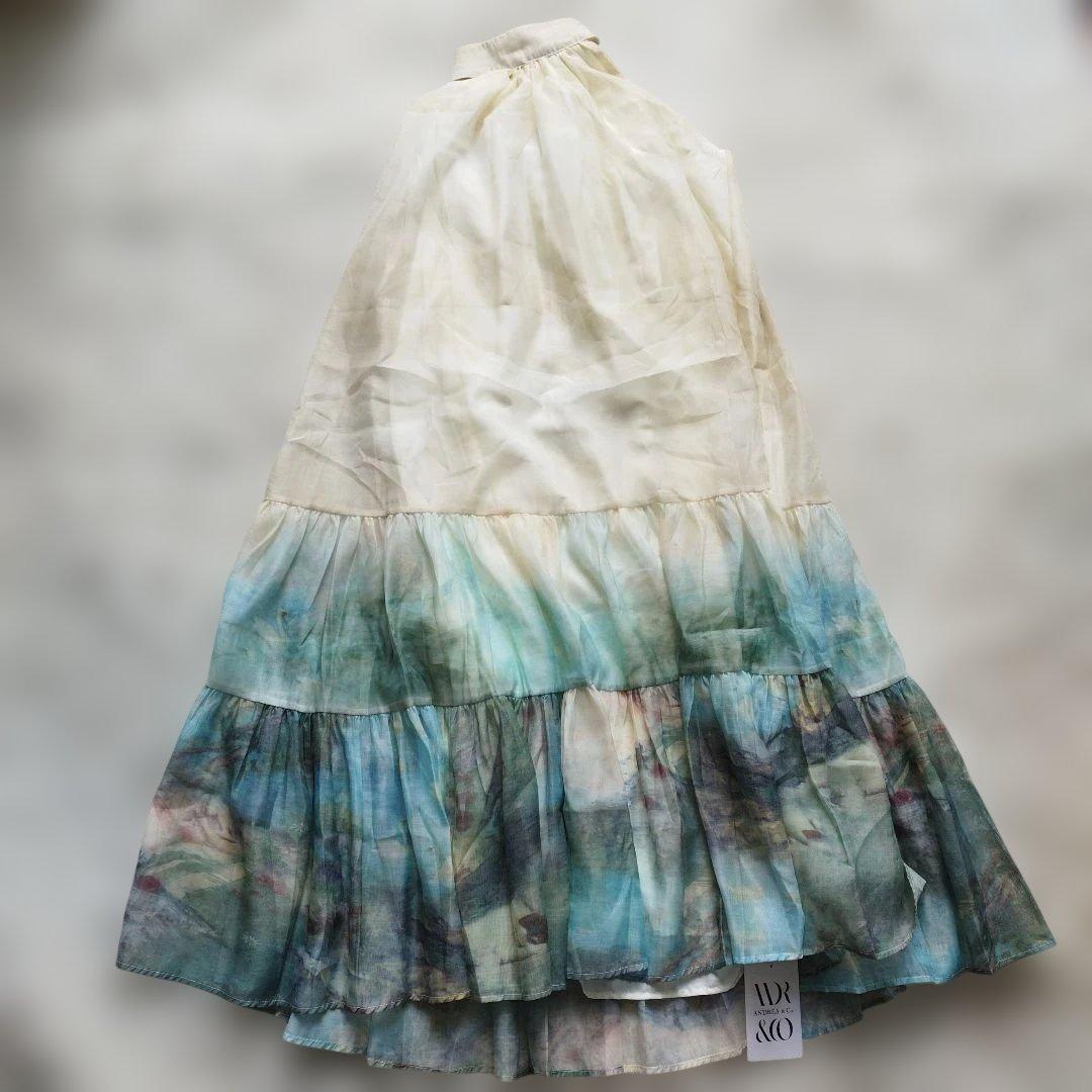 タグ付✨ANDREA&Co. 水彩アートティアードワンピース ホワイト F