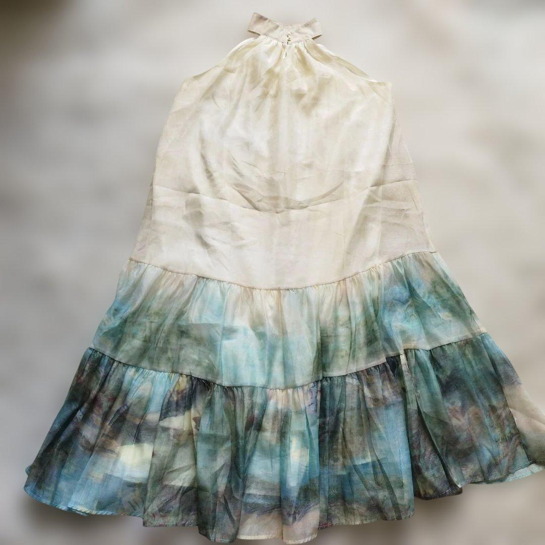 タグ付✨ANDREA&Co. 水彩アートティアードワンピース ホワイト F