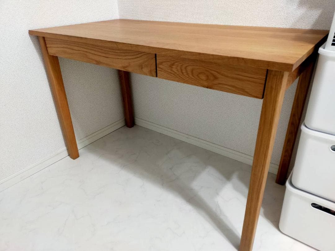 無印良品 MUJI 木製デスク オーク材 引出付 幅１４０ｃｍ 直接引取歓迎