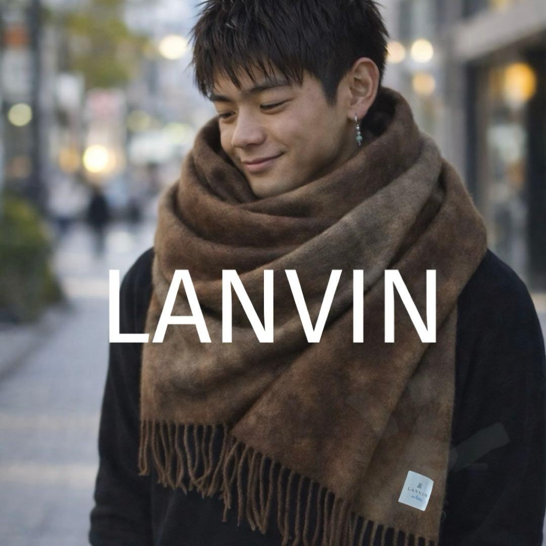 ランバン　カシミア　100%大判　ストール　遊牧民　茶　ブラウン