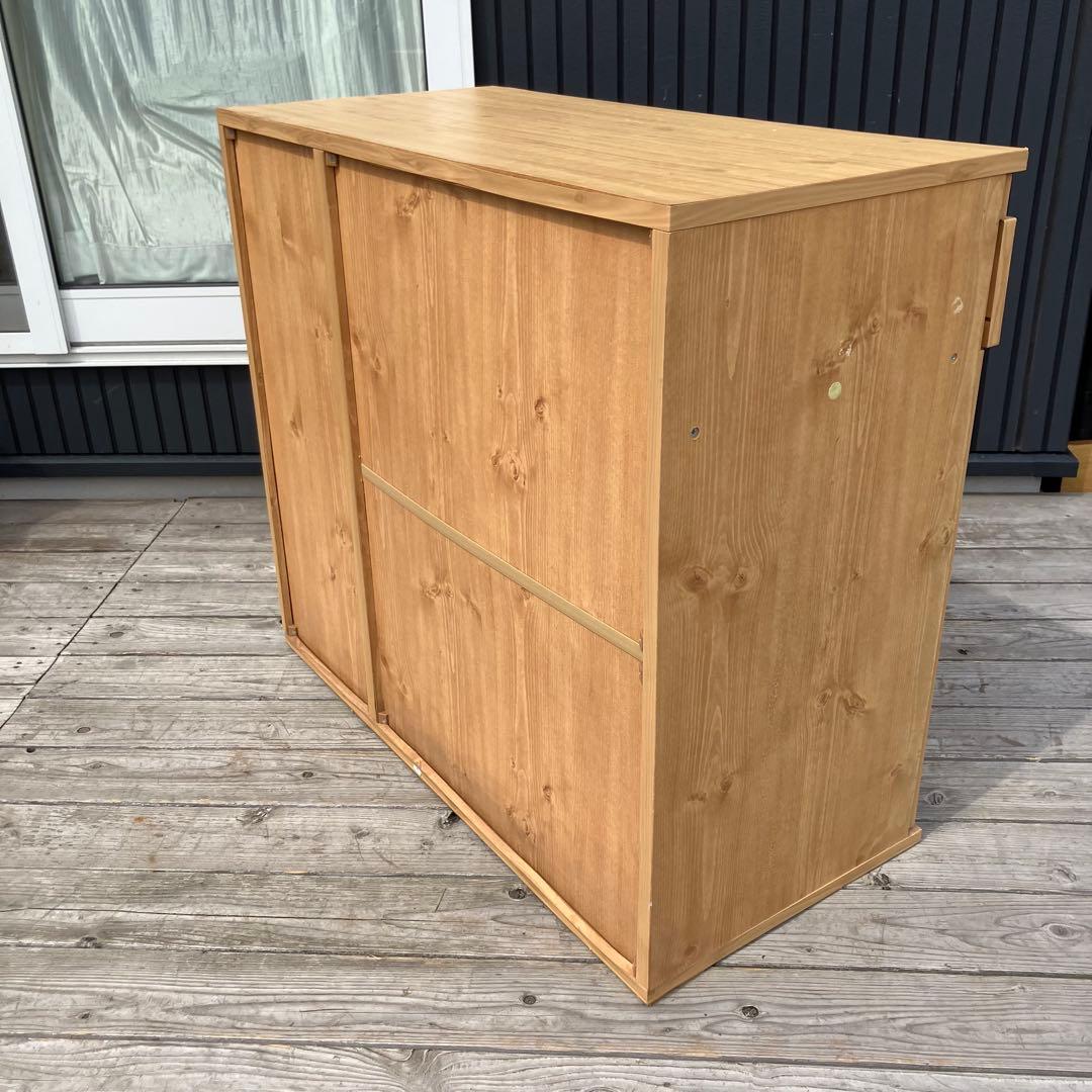 北欧レトロ モザイクガラス扉 木製サイドボード 飾り棚 食器棚 カップボード