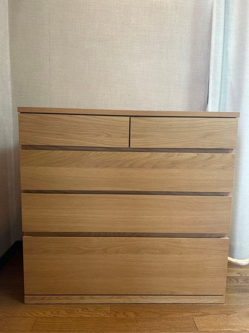 無印良品　木製チェスト 4段オーク材突板幅8 8x奥行44x高さ83cm