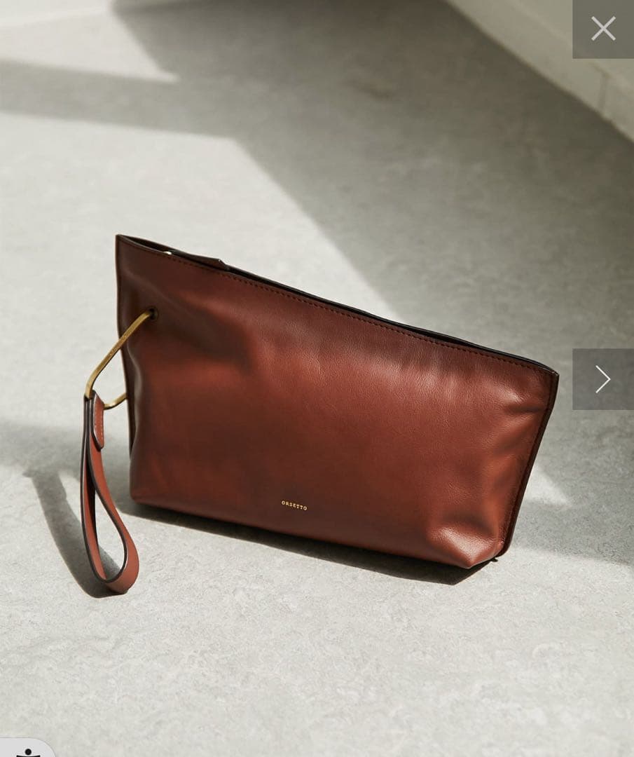 ウィムガゼット ORSETTO ブラウンレザー クラッチバッグ