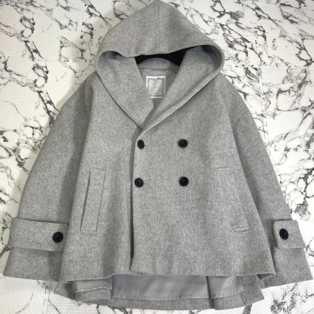 ビアズリー フーデッドショートコート ウール